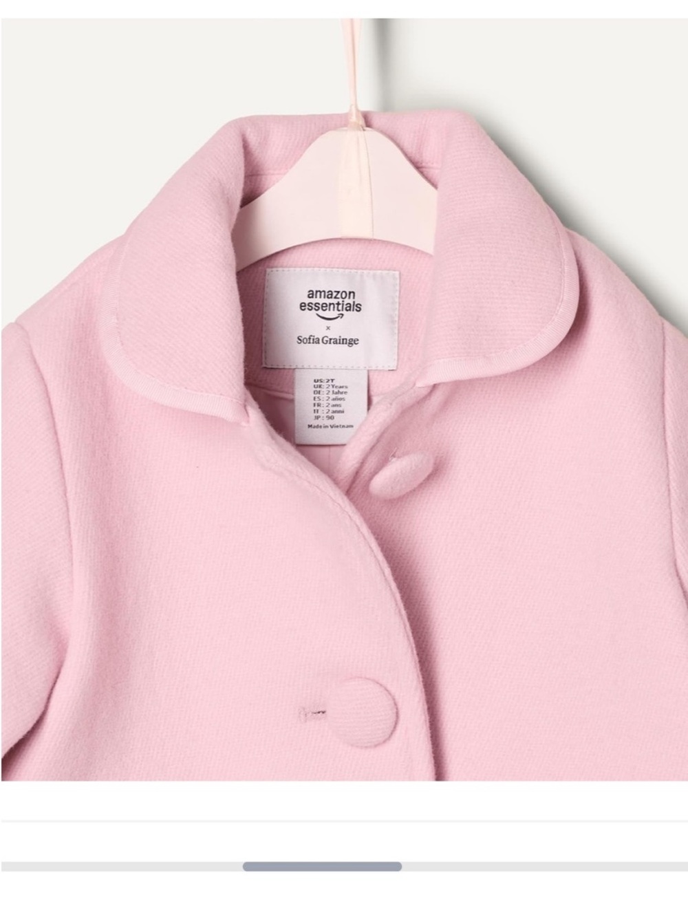 Sofia Grainge x Amazon Essentials Girls' Pink Wool-Blend Pea Coat - Picture 5 of 6
